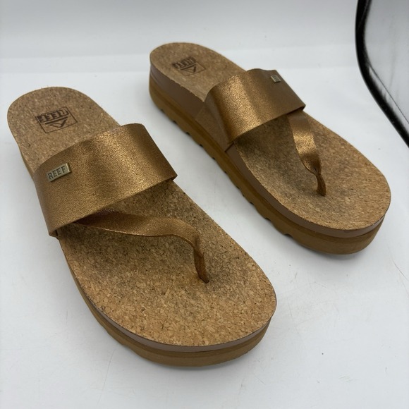 Reef Shoes - Reef Shoes Womens Size 11 Cushion Sol Hi Platform Sandals‎ Bronze Slide